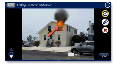 Editing a fire simulation masked effect