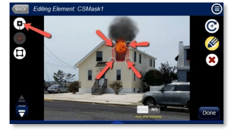 Setting a mask boundary in a fire simulation