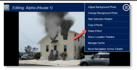 Pasting effects into fire simulation