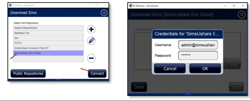 Connect to SimCloud Server